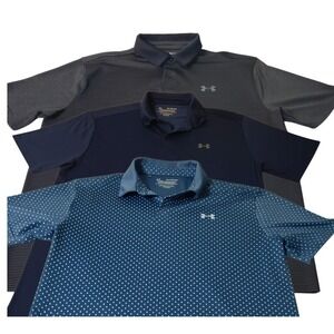 Under Armour Performance Polo Shirts Men XL Lot 3 HeatGear Golf stretch